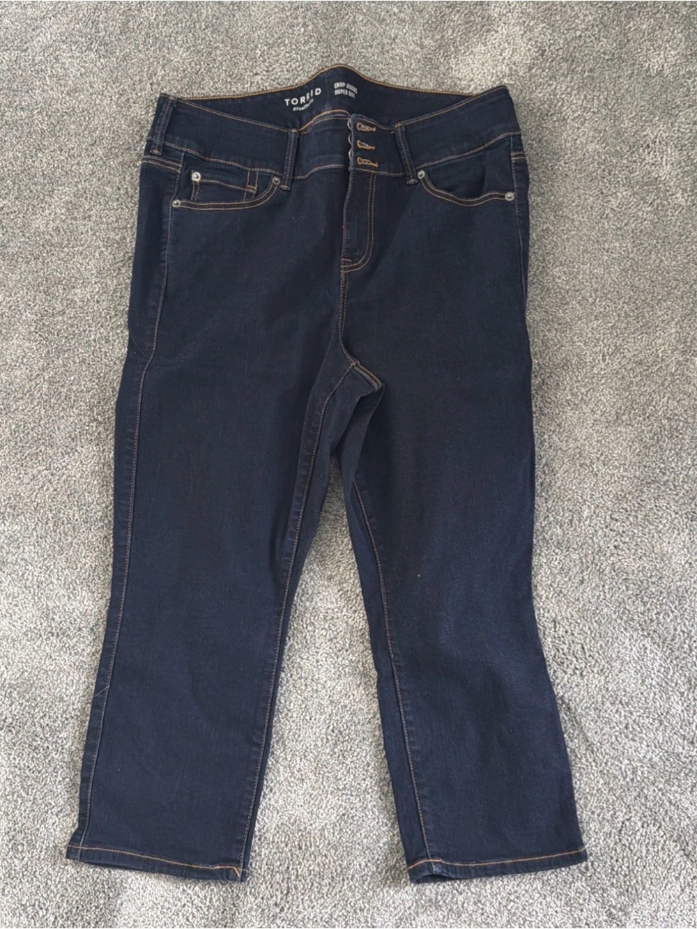 Torrid Omens Super Soft Crop Jegging Pants Dark Blue Size 16R